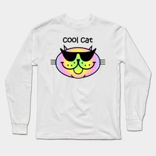 Cool Cat 2 - Pastel Rainbow Long Sleeve T-Shirt